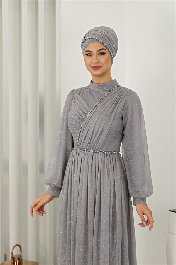 Katre Tesettür Abiye Gümüş