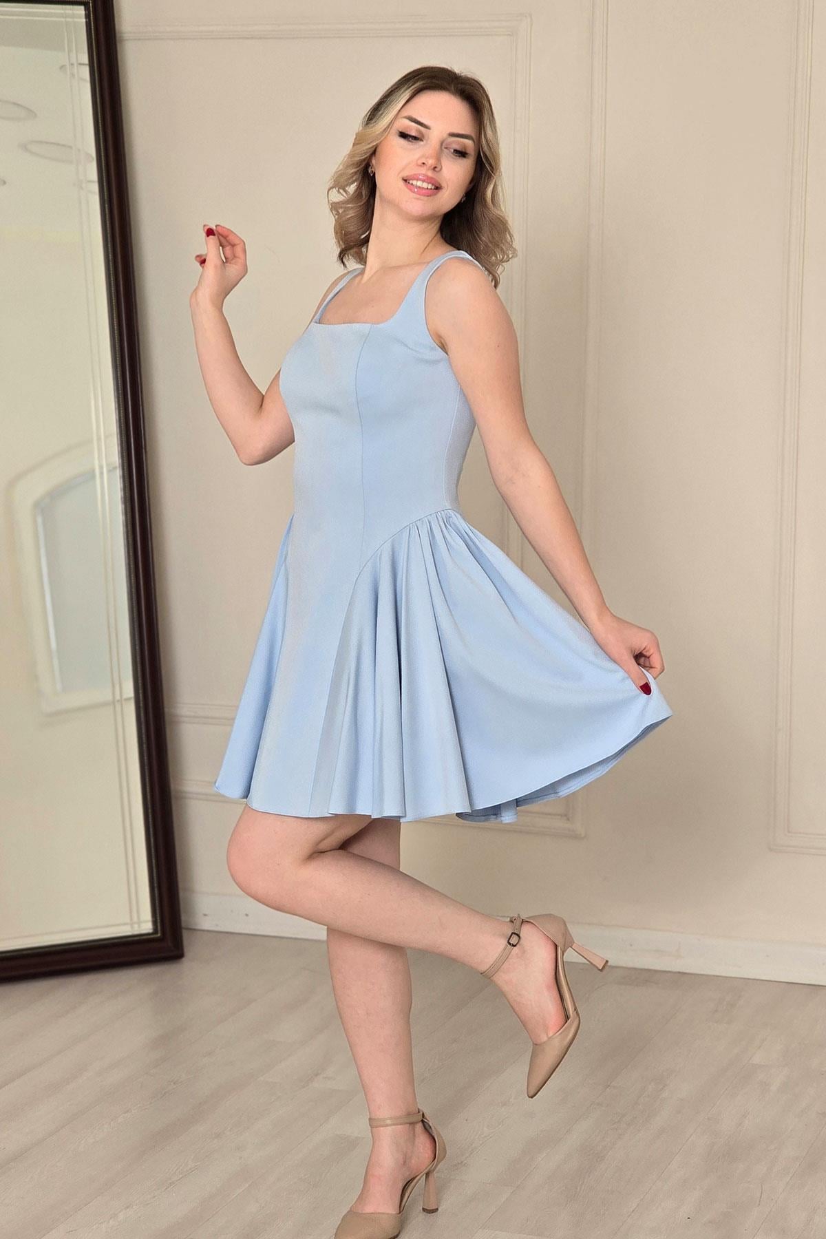 BEBE MAVİSİ Pilise Etekli Mini Elbise 4853