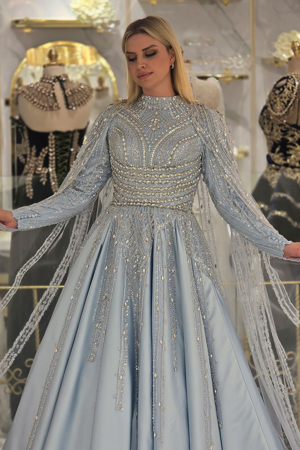 BEBE MAVİSİ Ync Saten Nişanlık 8127