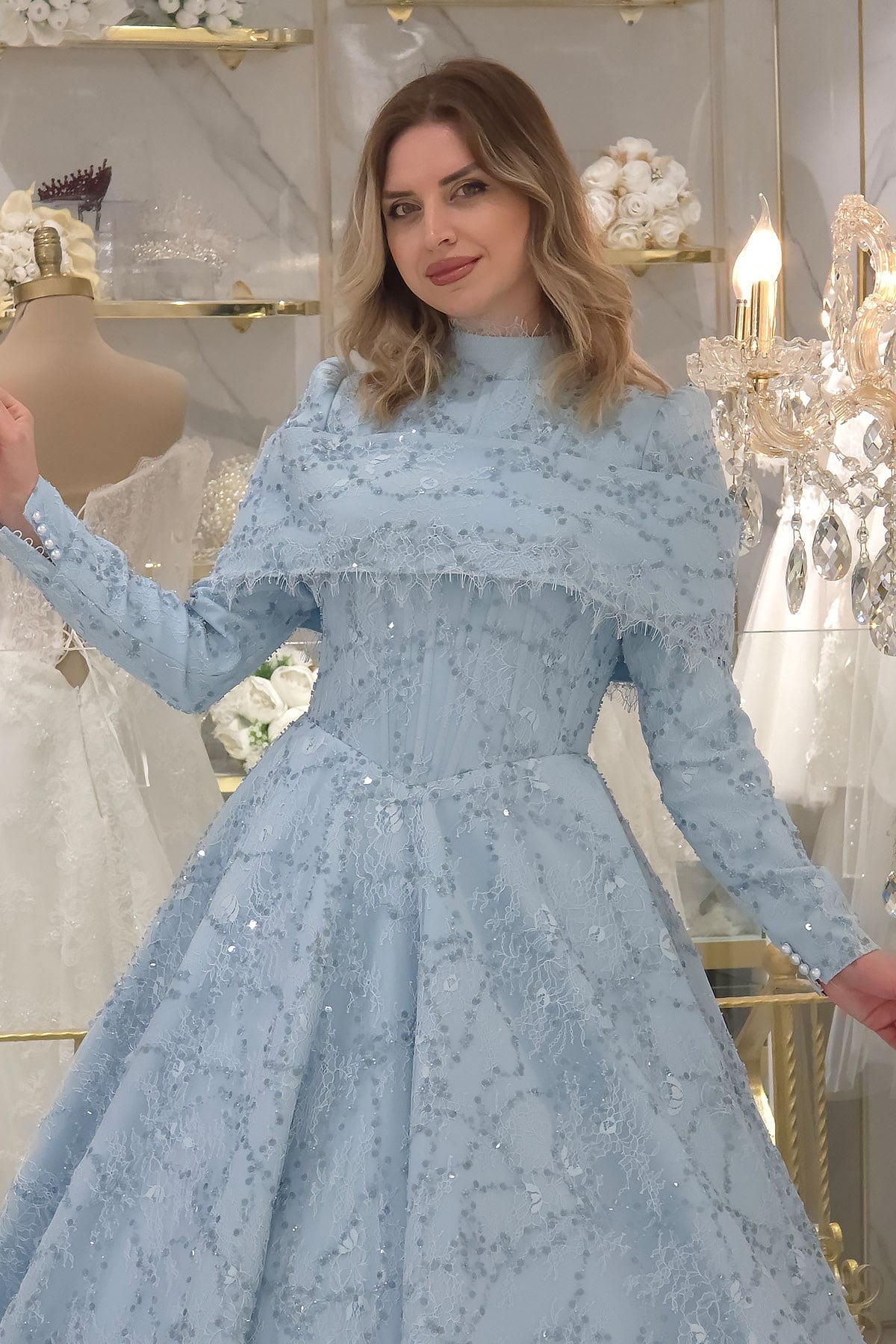 BEBE MAVİSİ Ync Tesettür Nişanlık 8106