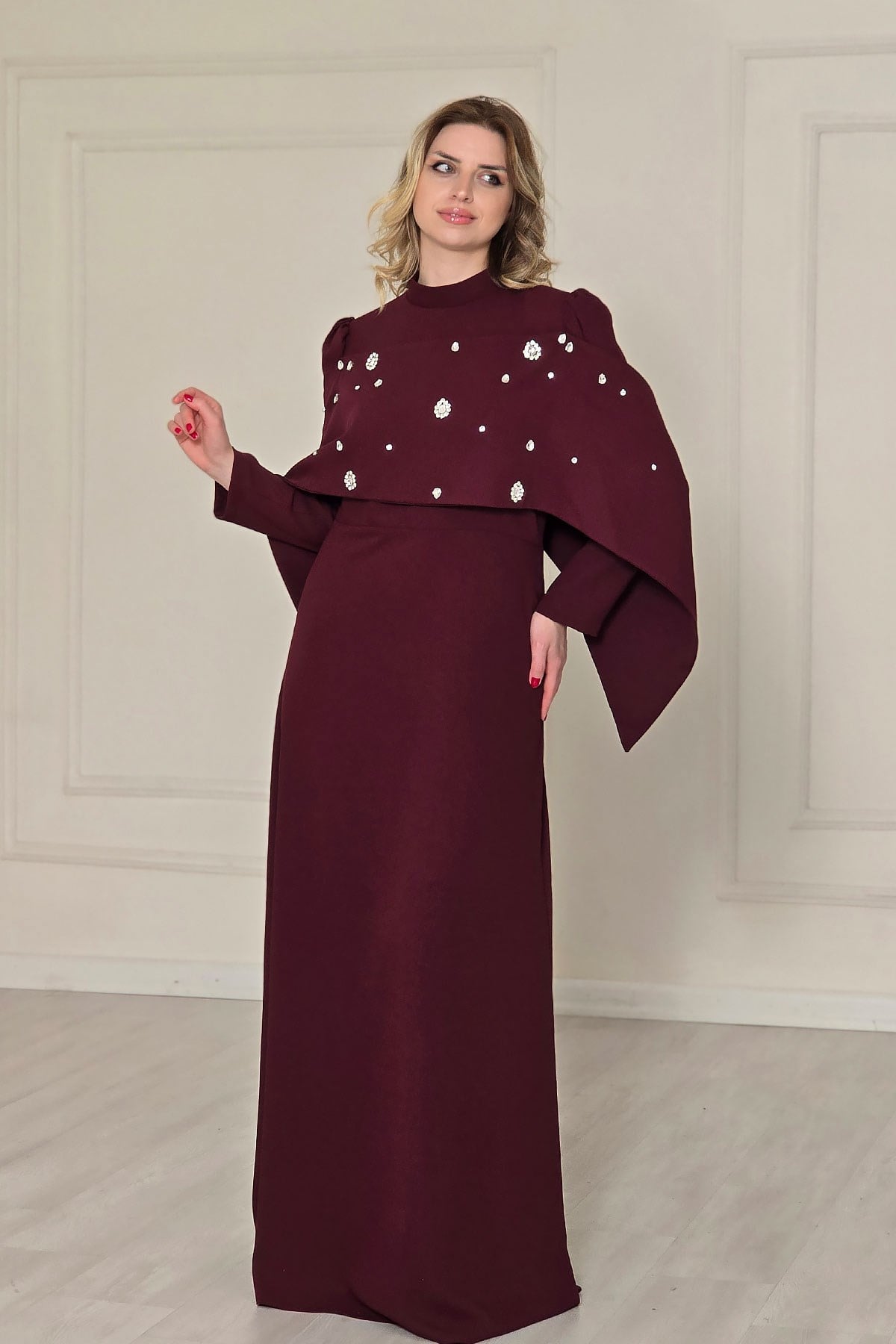 Bordo Etol Taşlı Abiye 4901
