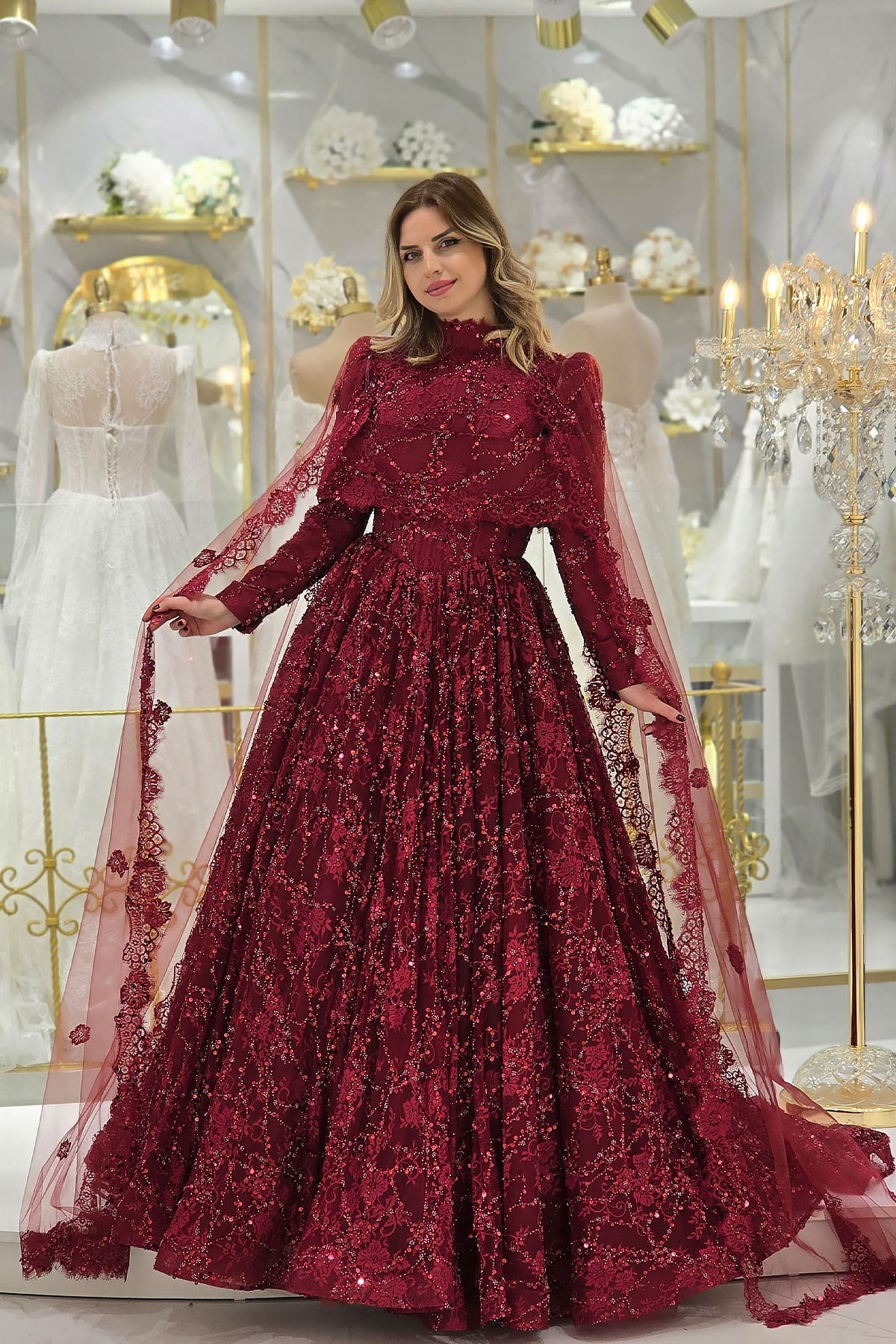 Bordo Ync Tesettür Etol Nişanlık 8104
