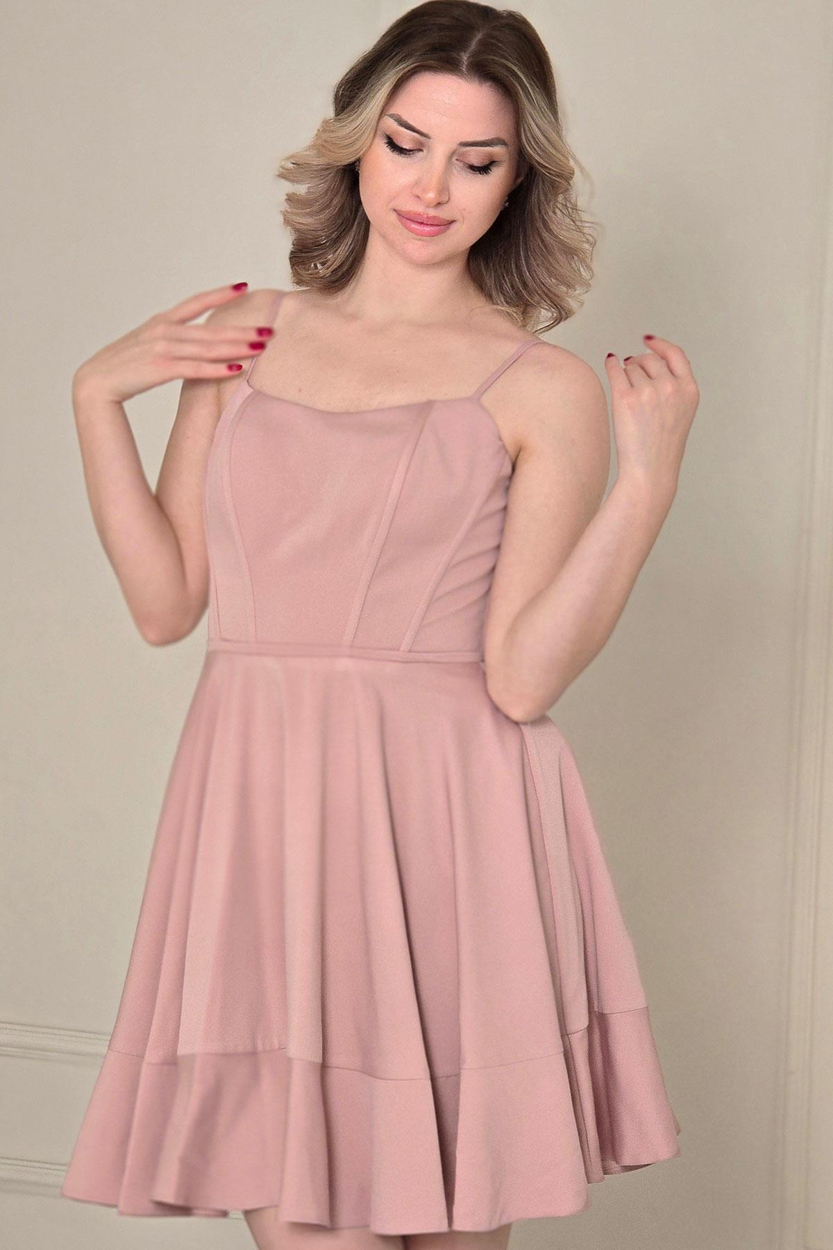 Pudra Korseli Mini Elbise 4380