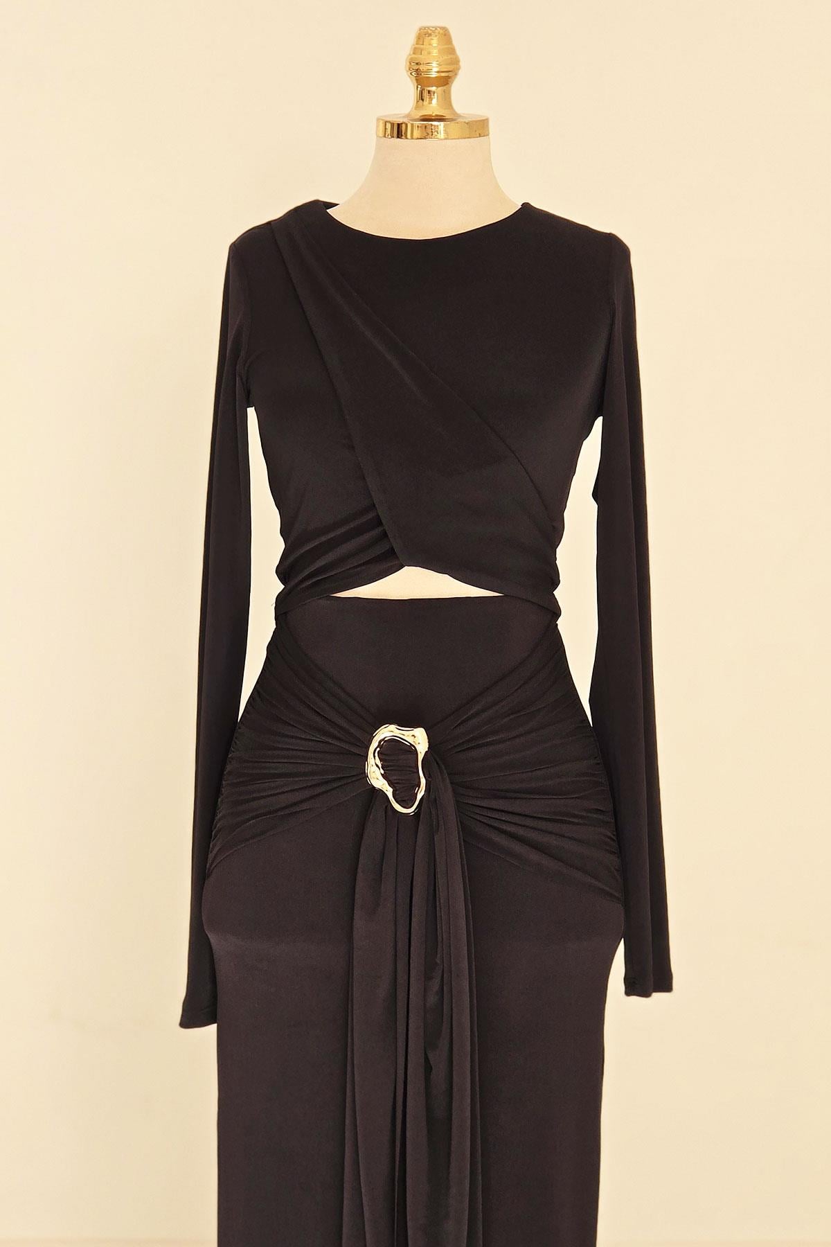 Siyah Crop Bluz Etek Takım 251269