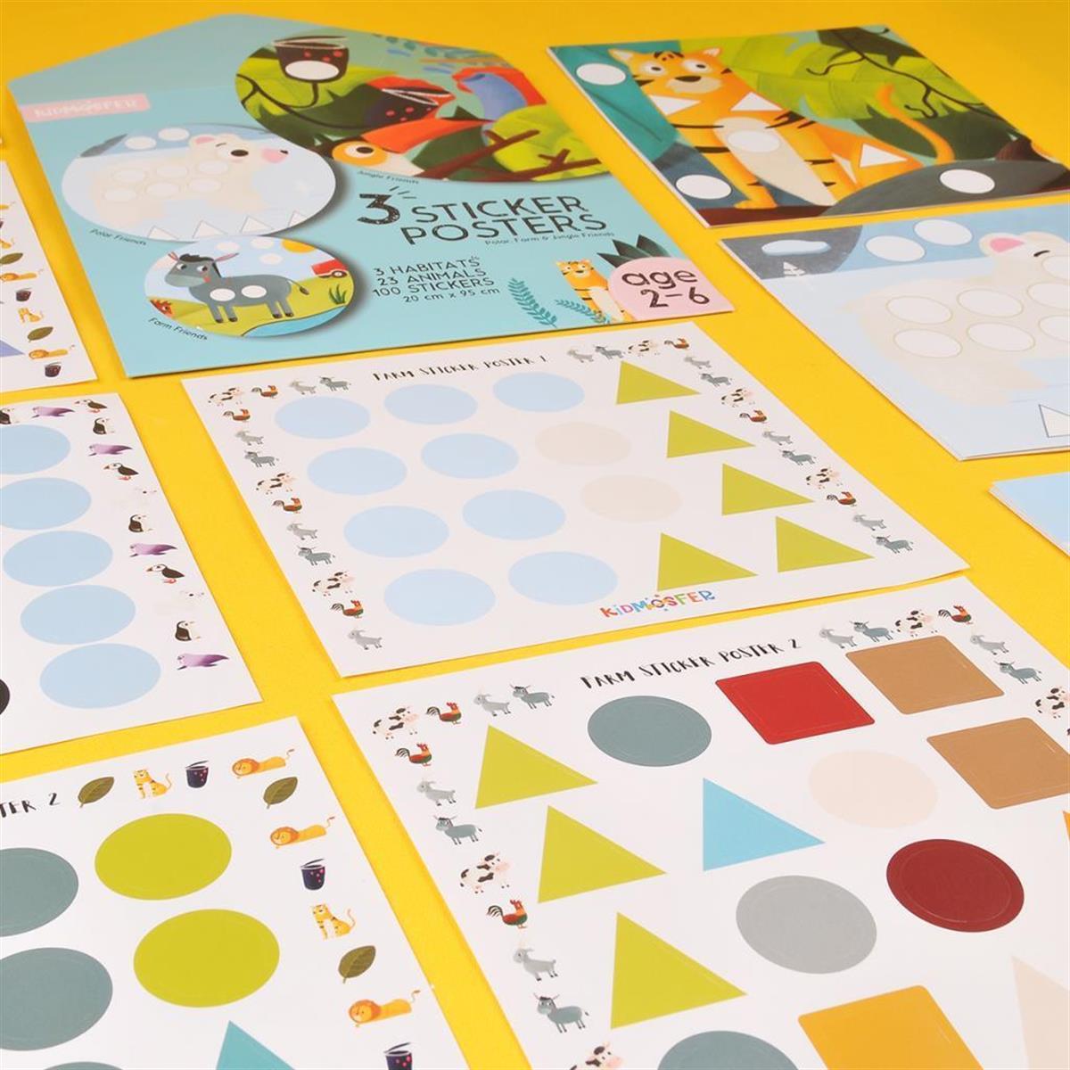 3lü Habitat Sticker Poster - Orman, Kutup ve Çiftlik Arkadaşları