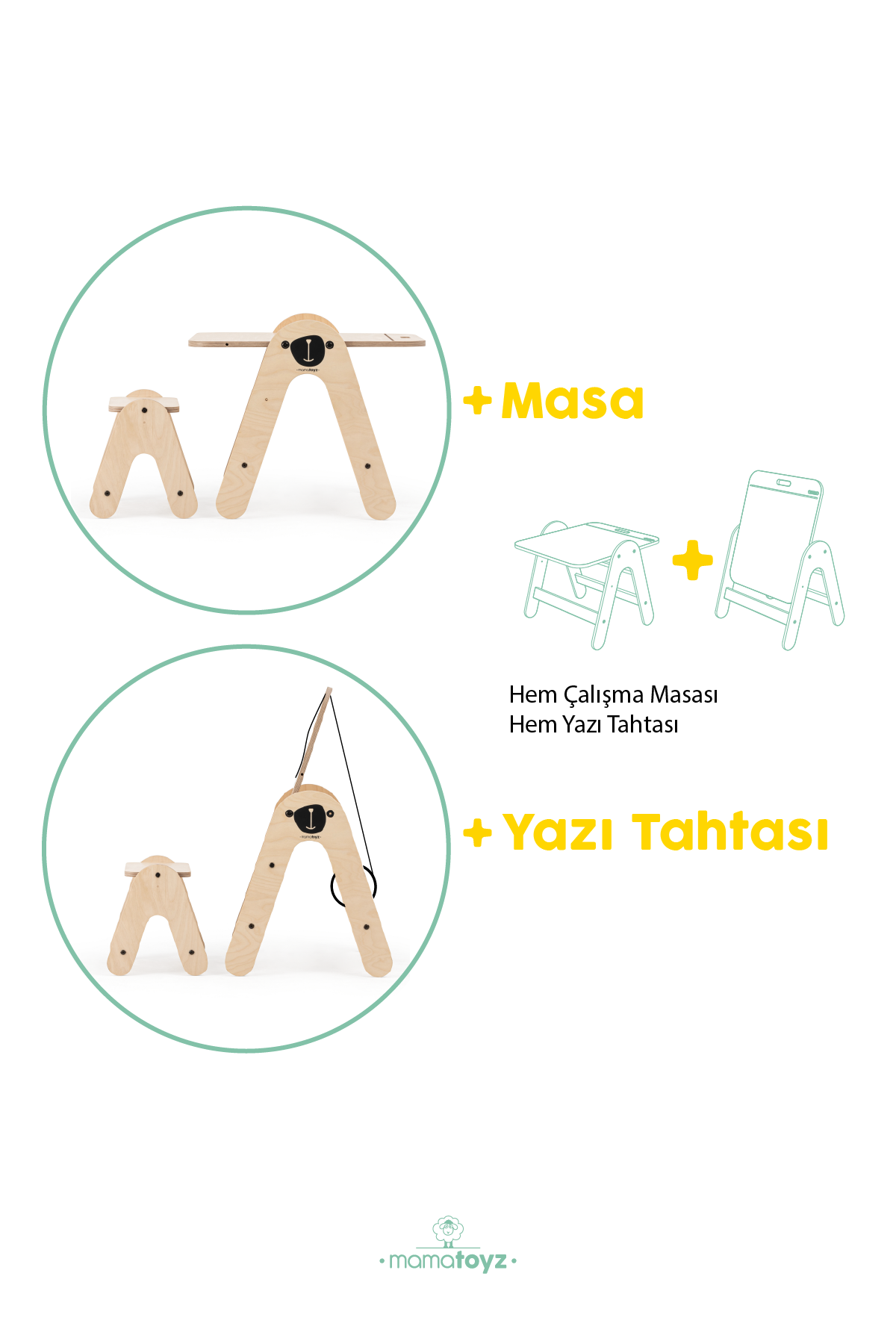 Massam Ayı Figürlü  Ahşap Aktivite Masası
