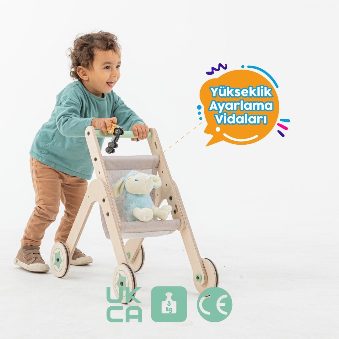 Trio Stroller İlk Adım Yürüteç ve Oyuncak Bebek Arabası