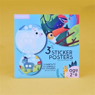 3lü Habitat Sticker Poster - Orman, Kutup ve Çiftlik Arkadaşları