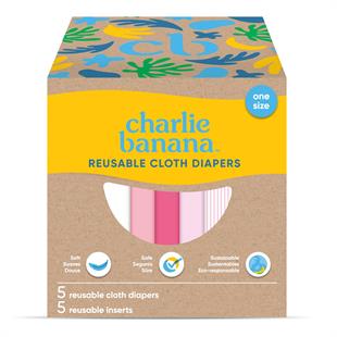 Pastel Pink - Yıkanabilir Bebek Bezi 5li Set