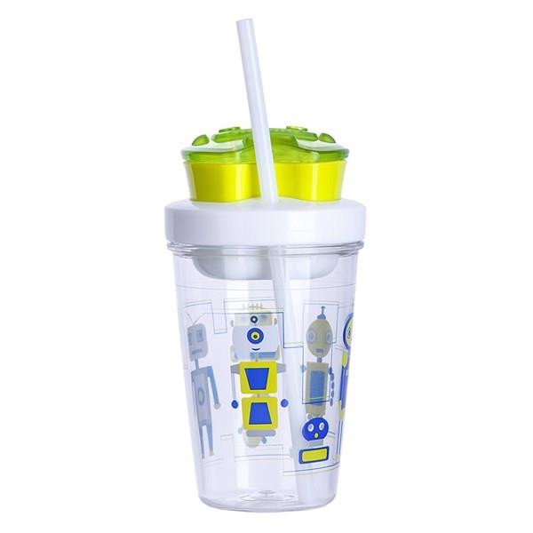 Bueno Snack Straw Robot Green 350 ml - 1000-0628 Çocuk Suluk