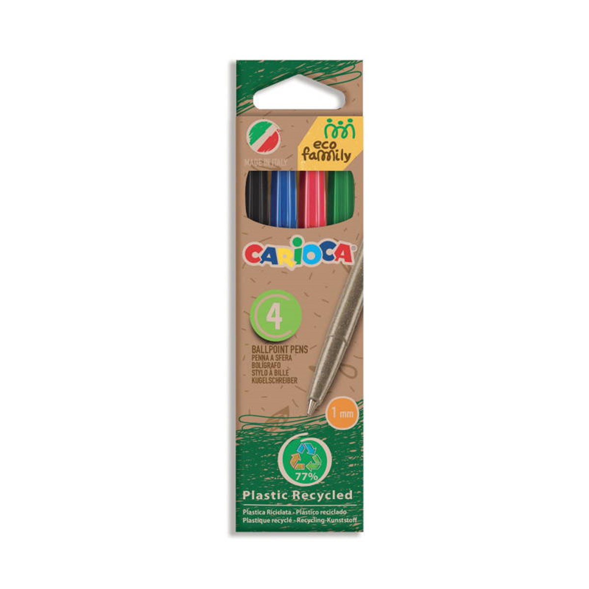 Carioca Eco Family Tükenmez Kalem 4'lü 4 Renk