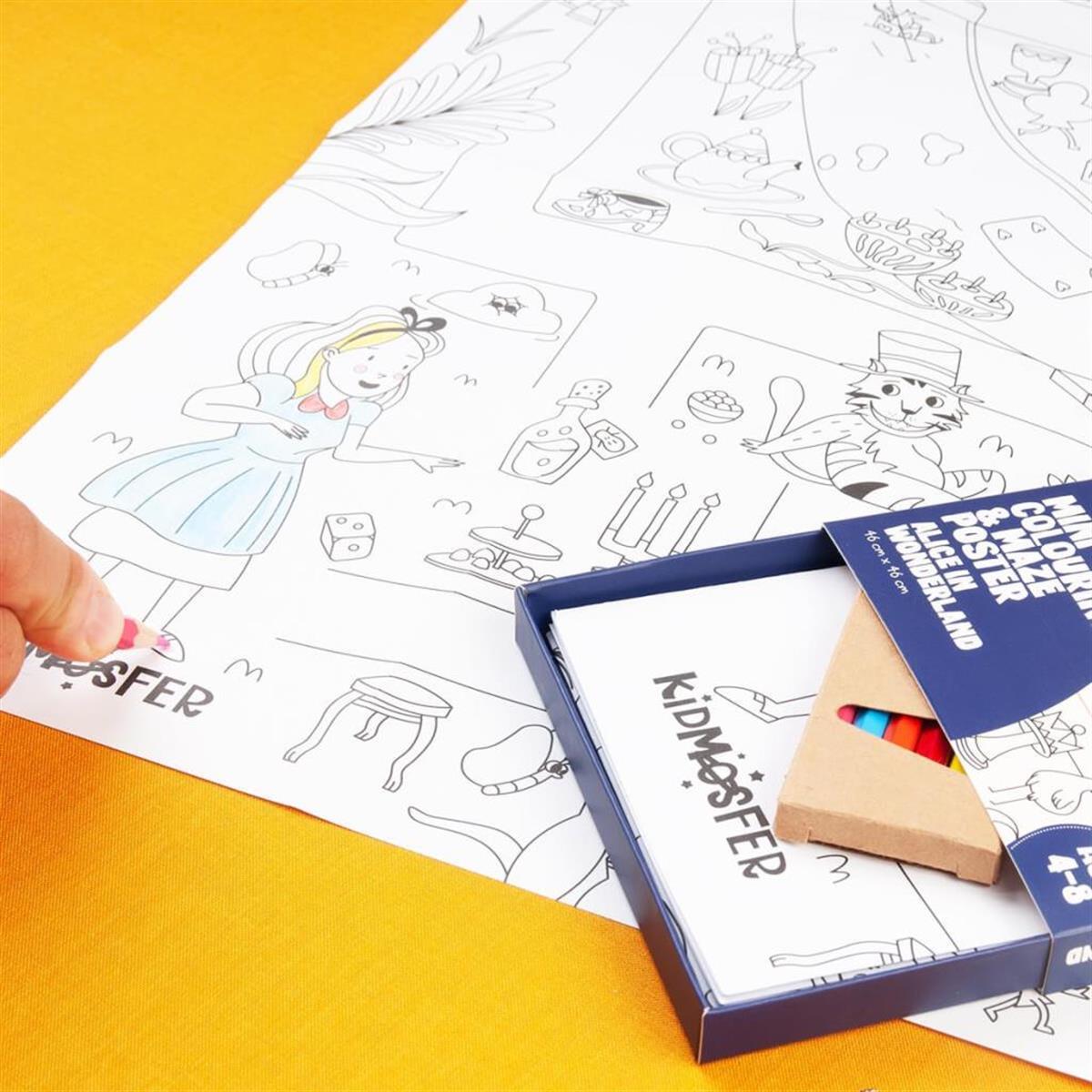 Mini Colouring&Maze Poster Alice In Wonderland