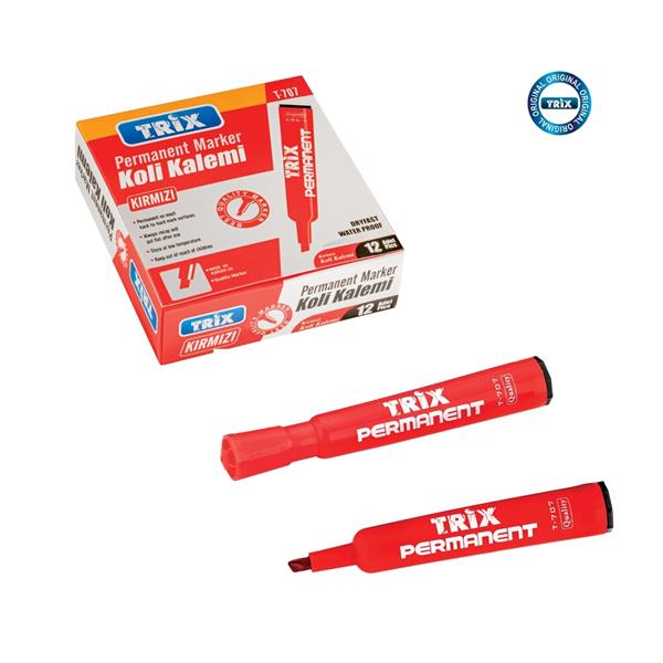 Trix Koli Kalemi -Kesik Uç-Permanent Marker- Kırmızı T-707