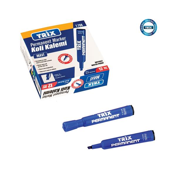 Trix Koli Kalemi -Kesik Uç-Permanent Marker- Mavi T-706