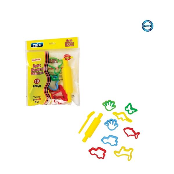 Trix Panda Kids Oyun Hamuru Kalıpları ve Merdane 10'lu t-506