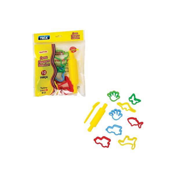 Trix Panda Kids Oyun Hamuru Kalıpları ve Merdane 10'lu