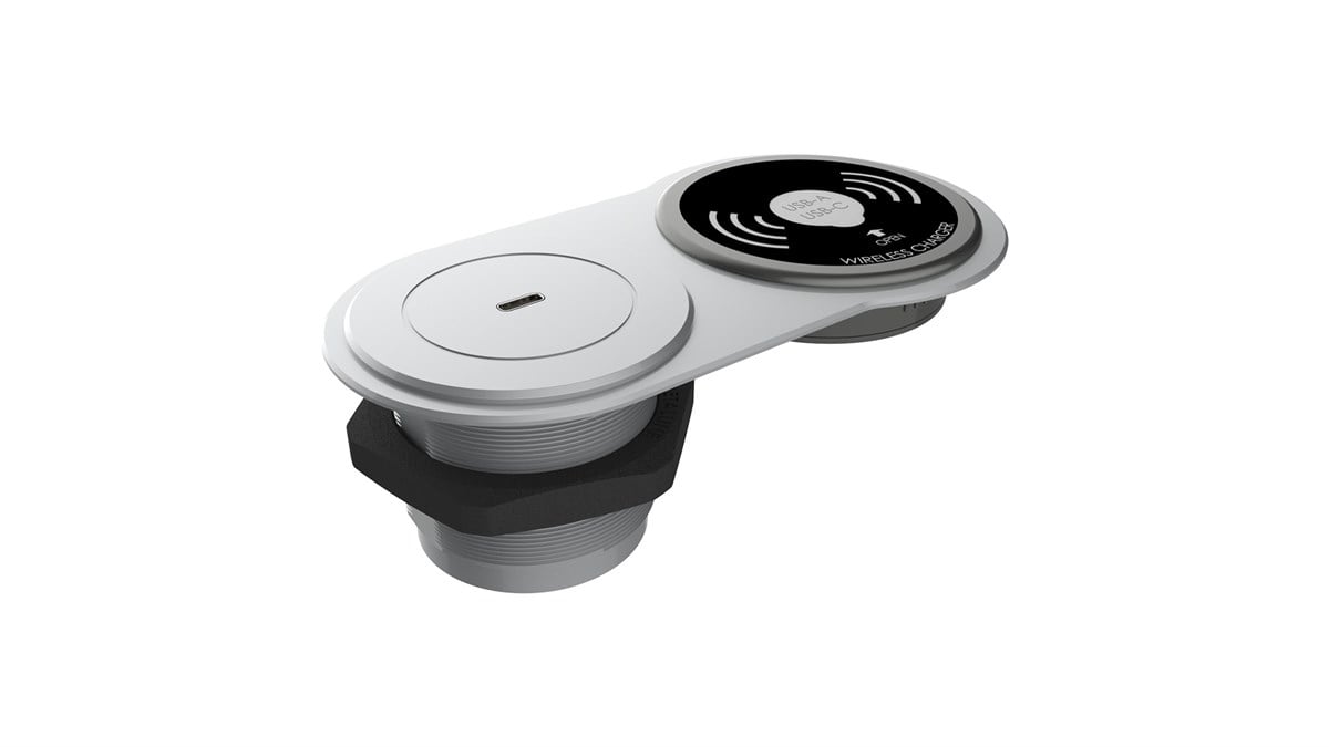 Circular-Line Modüler Priz Kutusu Wireless Type-C-Gümüş