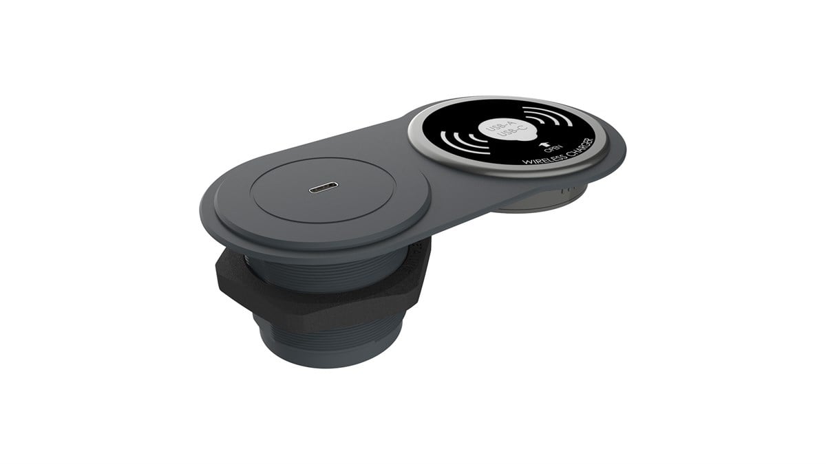 Circular-Line Modüler Priz Kutusu Wireless Type-C-Antrasit