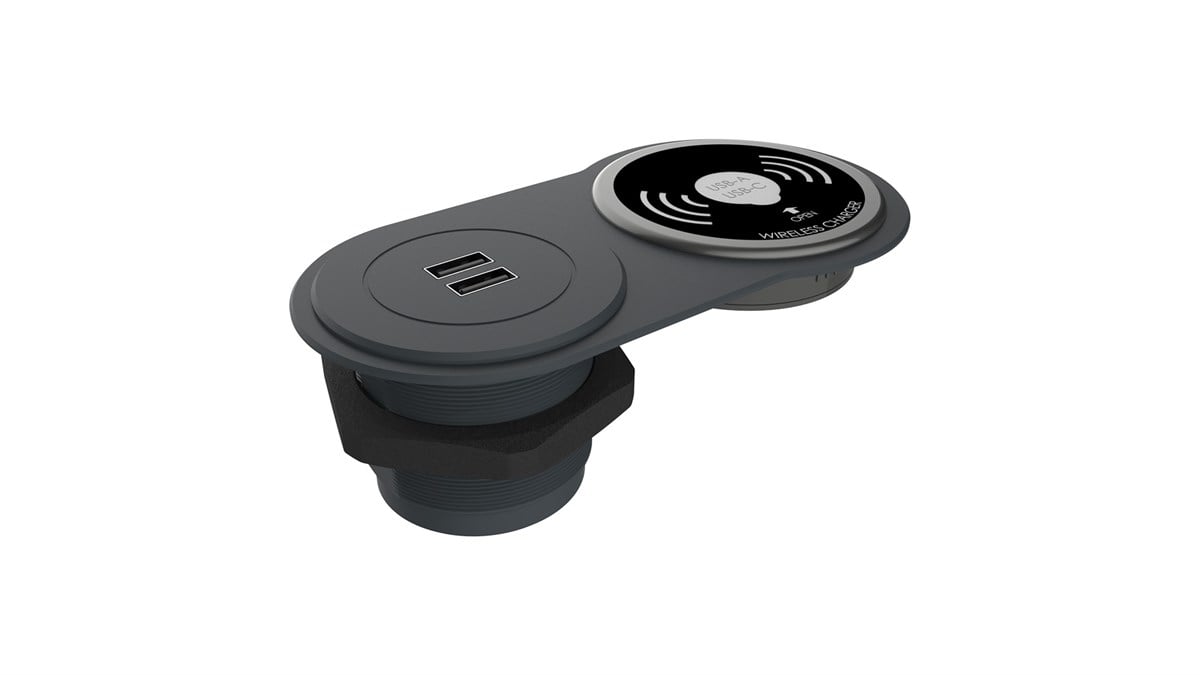 Circular-Line Modüler Priz Kutusu Wireless USB-Antrasit