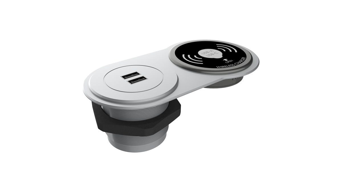 Circular-Line Modüler Priz Kutusu Wireless USB-Gümüş