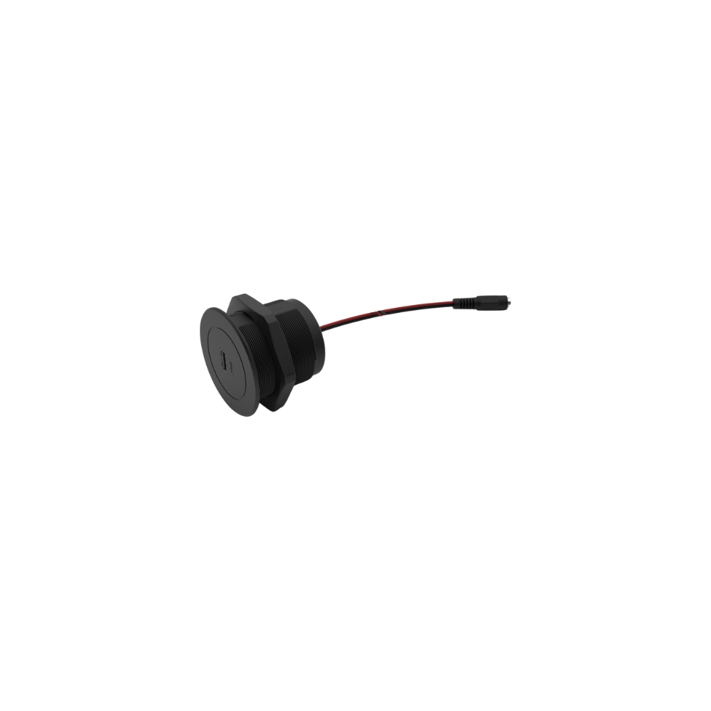 Metalline® 12 V CIRCULAR-LINE USB-A/USB-C 10W (5V-2A) YENİ- ADAPTÖRLÜ/SİYAH SOFT TOUCH