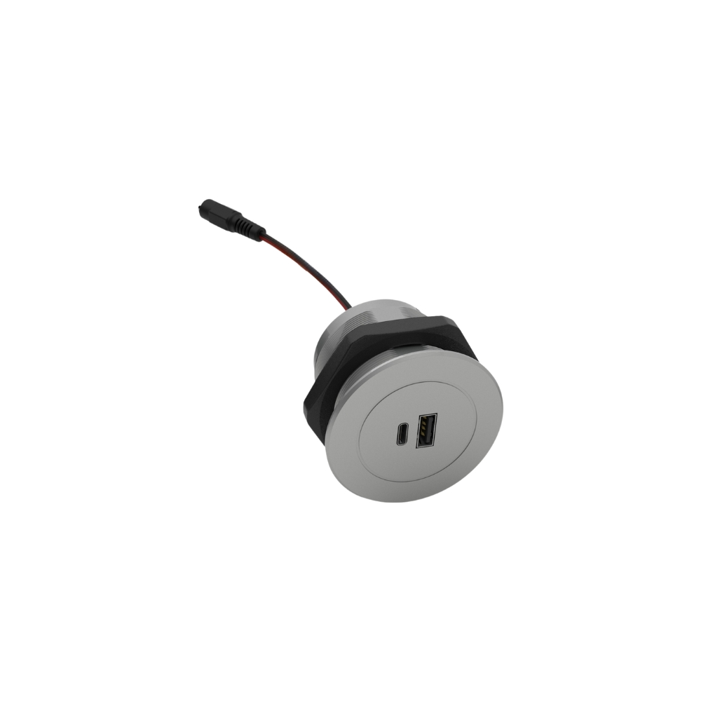 Metalline® 12 V CIRCULAR-LINE USB-A/USB-C 10W (5V-2A) YENİ- ADAPTÖRLÜ/METALİK