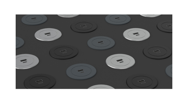 Metalline® Circular-Line Modüler Hızlı Şarj Kutusu USB-A-Gümüş