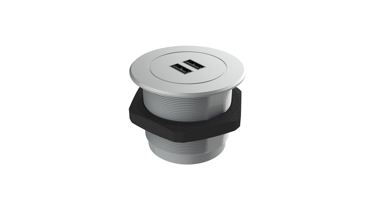 Metalline® Circular-Line Modüler Hızlı Şarj Kutusu USB-A-Gümüş