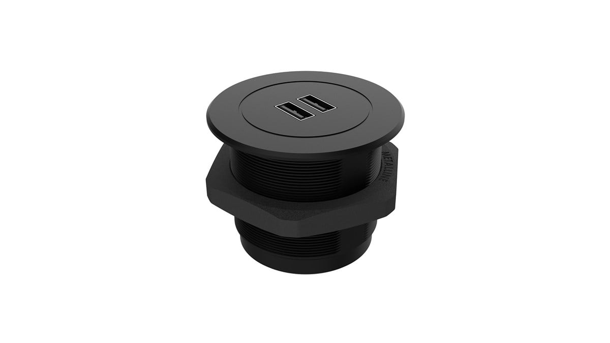 Metalline® Circular-Line Modüler Hızlı Şarj Kutusu USB-A-Siyah