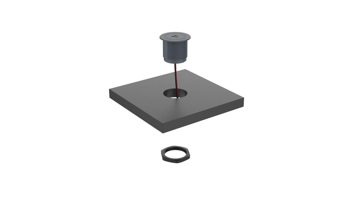 Metalline® Circular-Line Modüler Hızlı Şarj Kutusu USB-A-Siyah