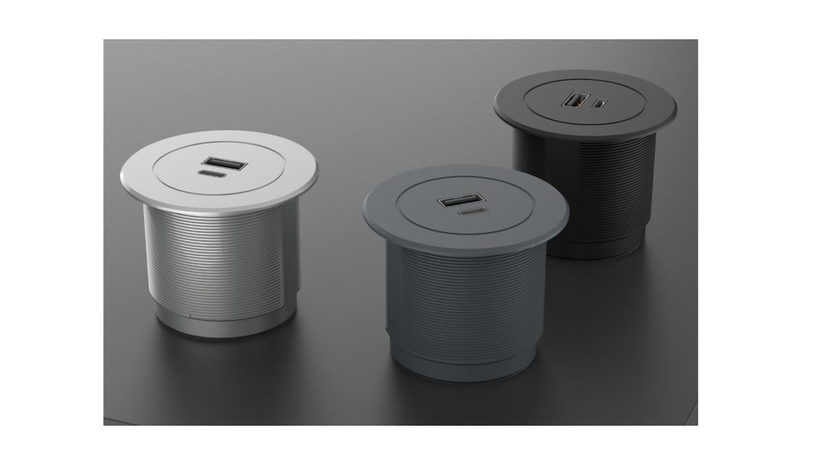 Metalline® Circular-Line Modüler Hızlı Şarj Kutusu- USB-C-Gümüş