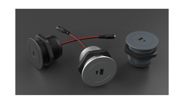 Metalline® Circular-Line Modüler Hızlı Şarj Kutusu USB-C-Siyah