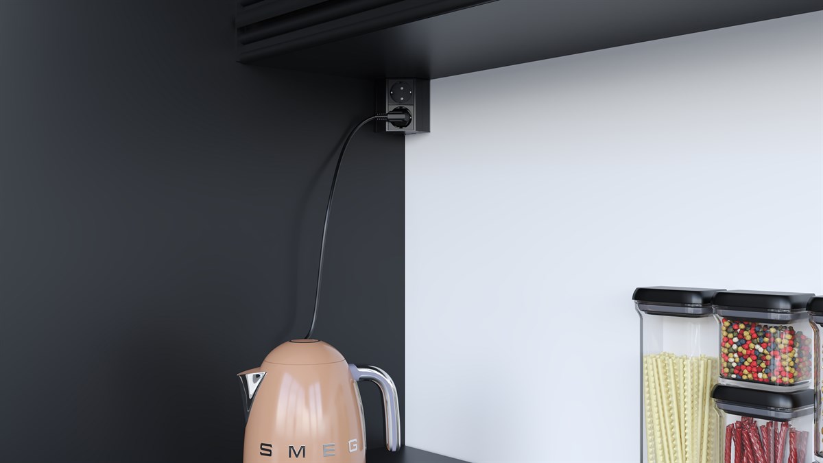 Metalline® Corner-Line Raf Priz Sistemi - Siyah