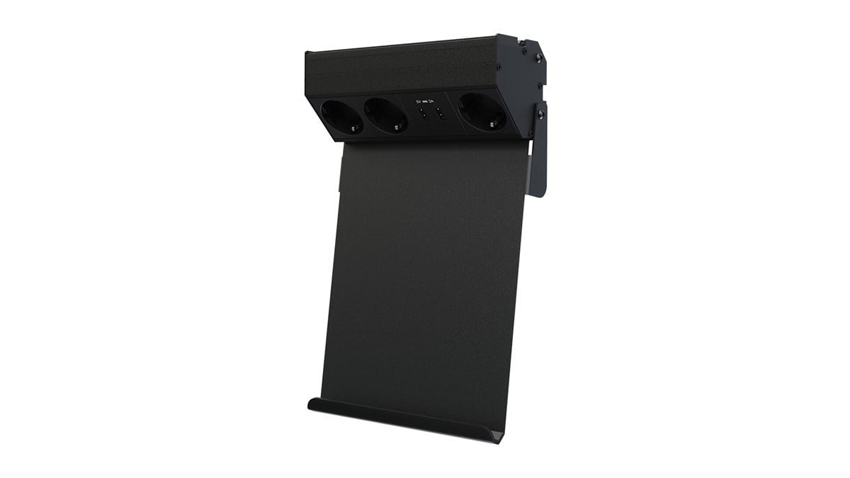Metalline® Corner-Line Raf Priz Sistemi Tablet Raflı - Siyah