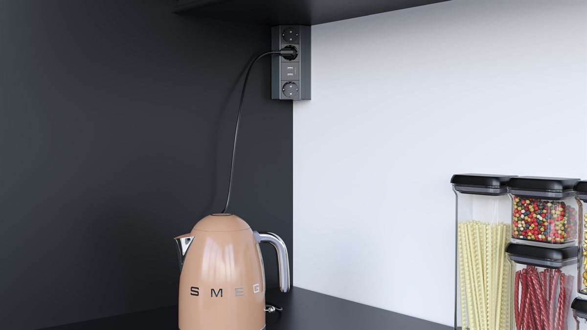 Metalline® Corner-Line Raf Priz Sistemi USB - Antrasit