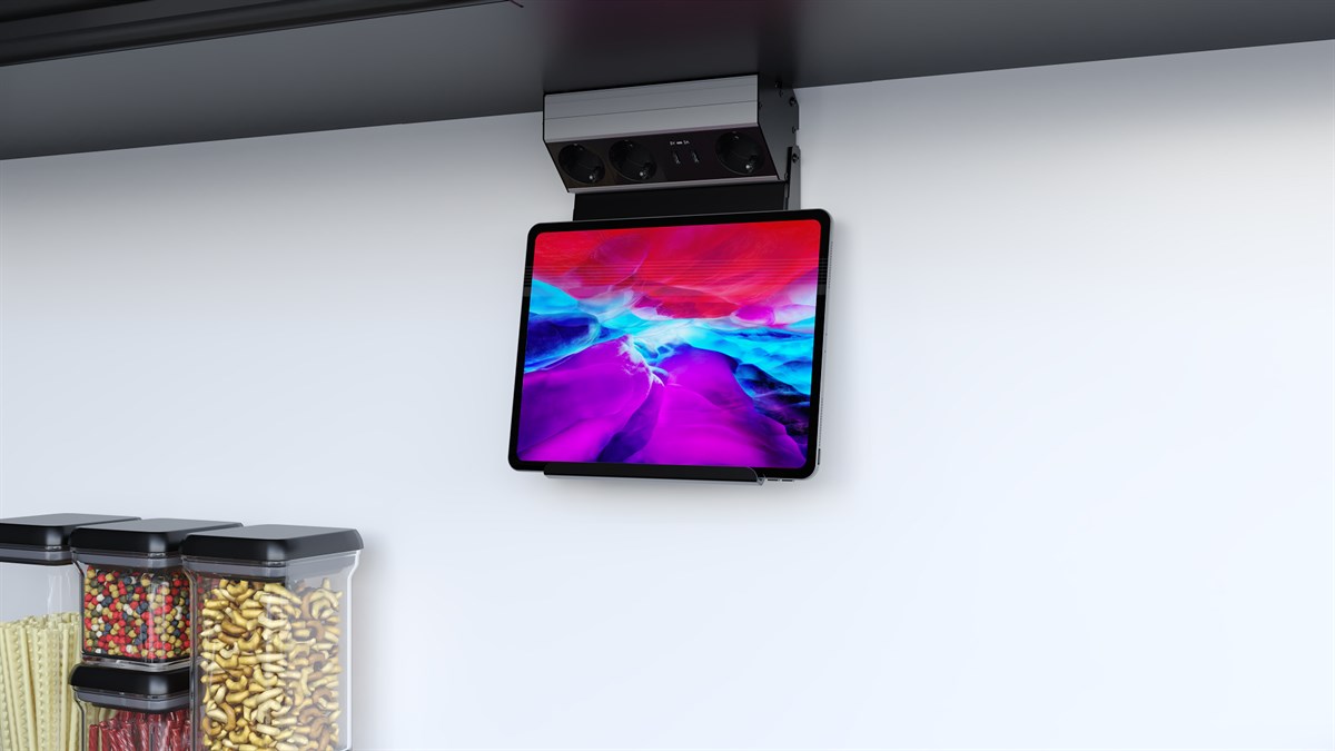 Metalline® Corner-Line Raf Priz Sistemi Tablet Raflı - Natürel Eloksal