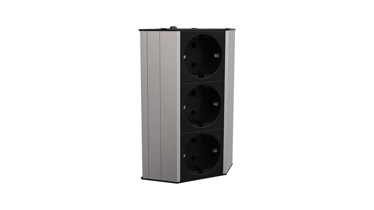 Metalline® Corner-Line Raf Priz Sistemi 3 Priz - Natürel Eloksal