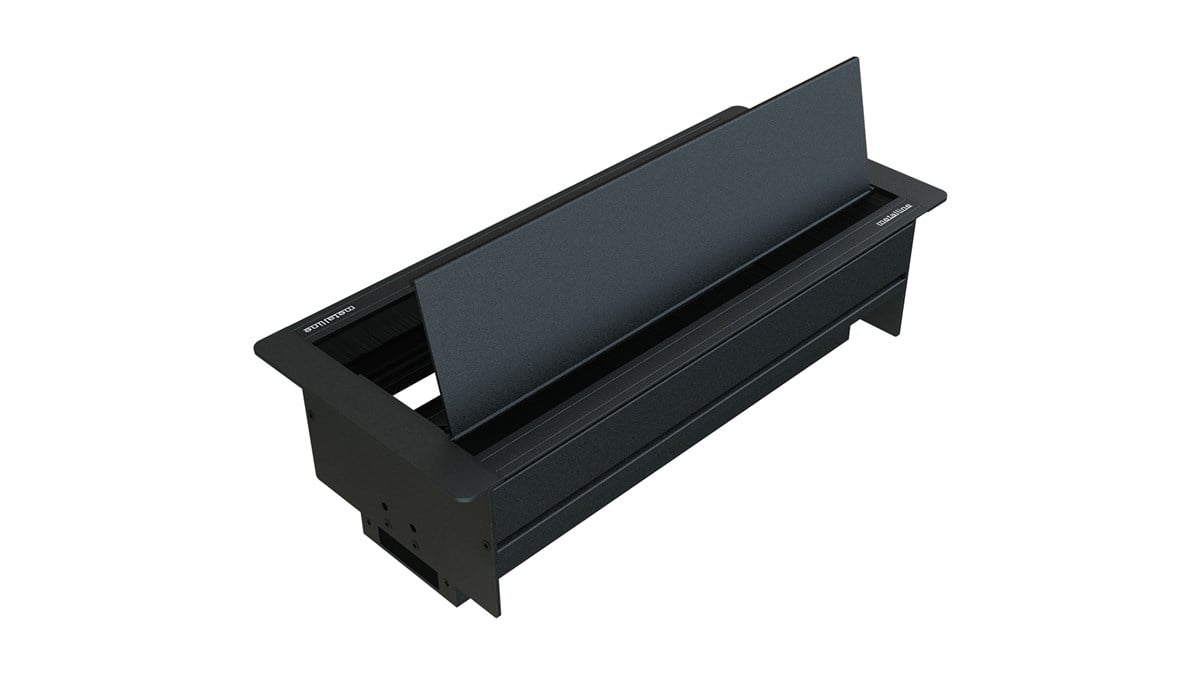 Metalline® Duo-Line Çift Açılır Fırçalı Priz Kutusu USB-UPS-CAT6/3 - Siyah
