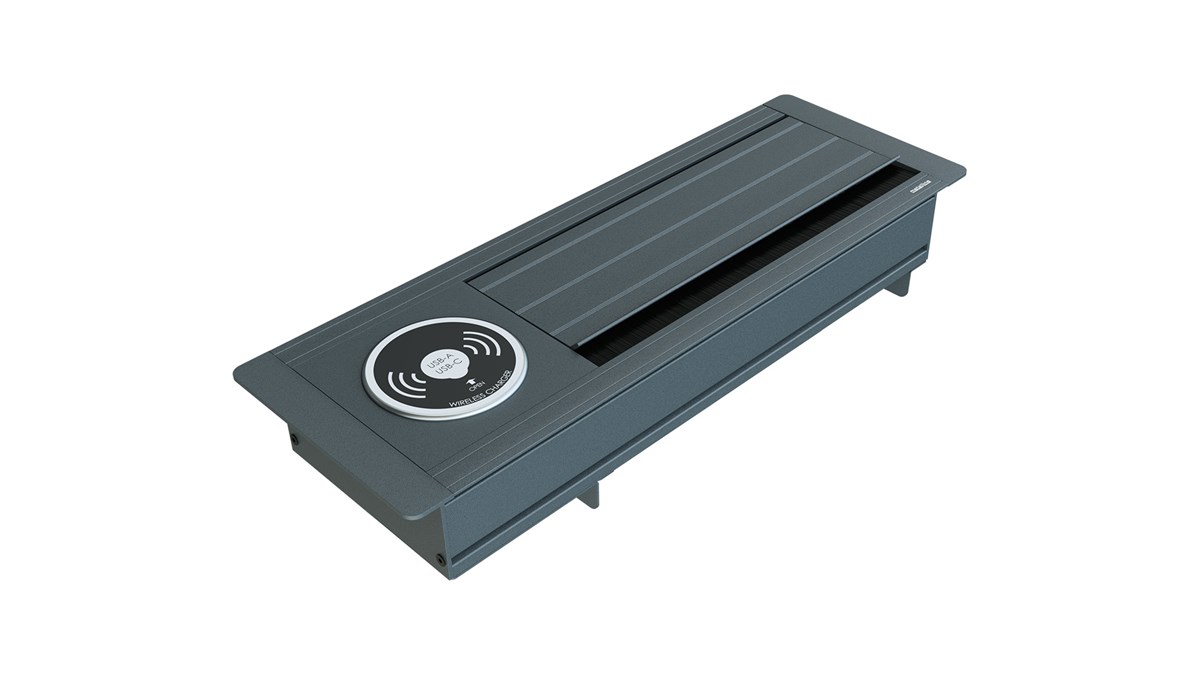 Metalline® Max-Line Kablosuz Şarjlı Masaüstü Priz Kutusu USB - Antrasit