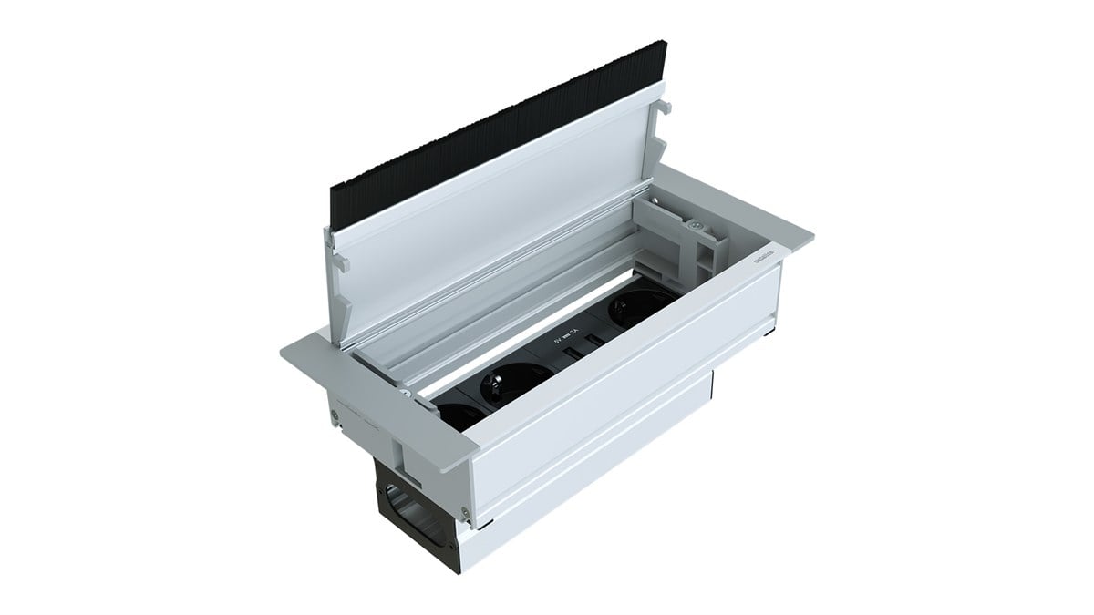 Metalline® Push-Line Bas-Aç Masaüstü Priz Kutusu USB - Natürel Eloksal