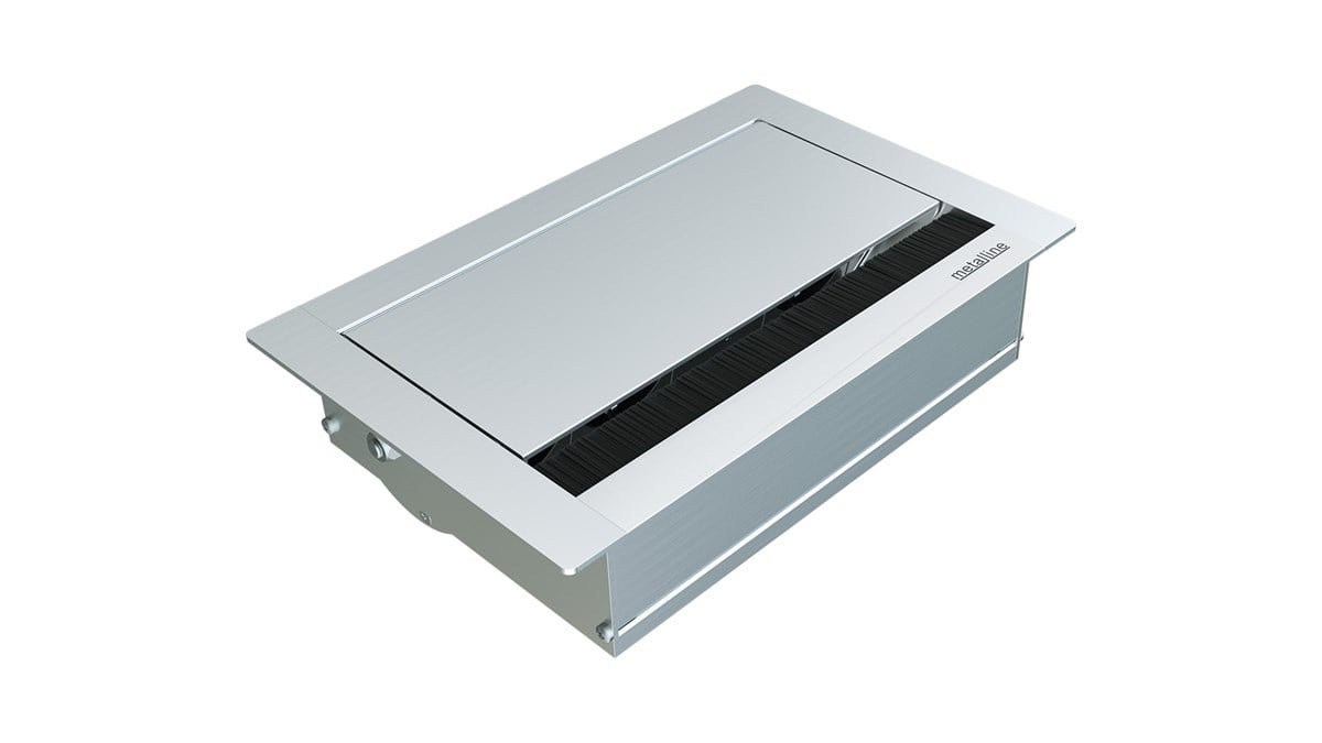 Metalline® Revo-Line Dönmeli Masaüstü Priz Kutusu USB-A / USB-C - Natürel Eloksal