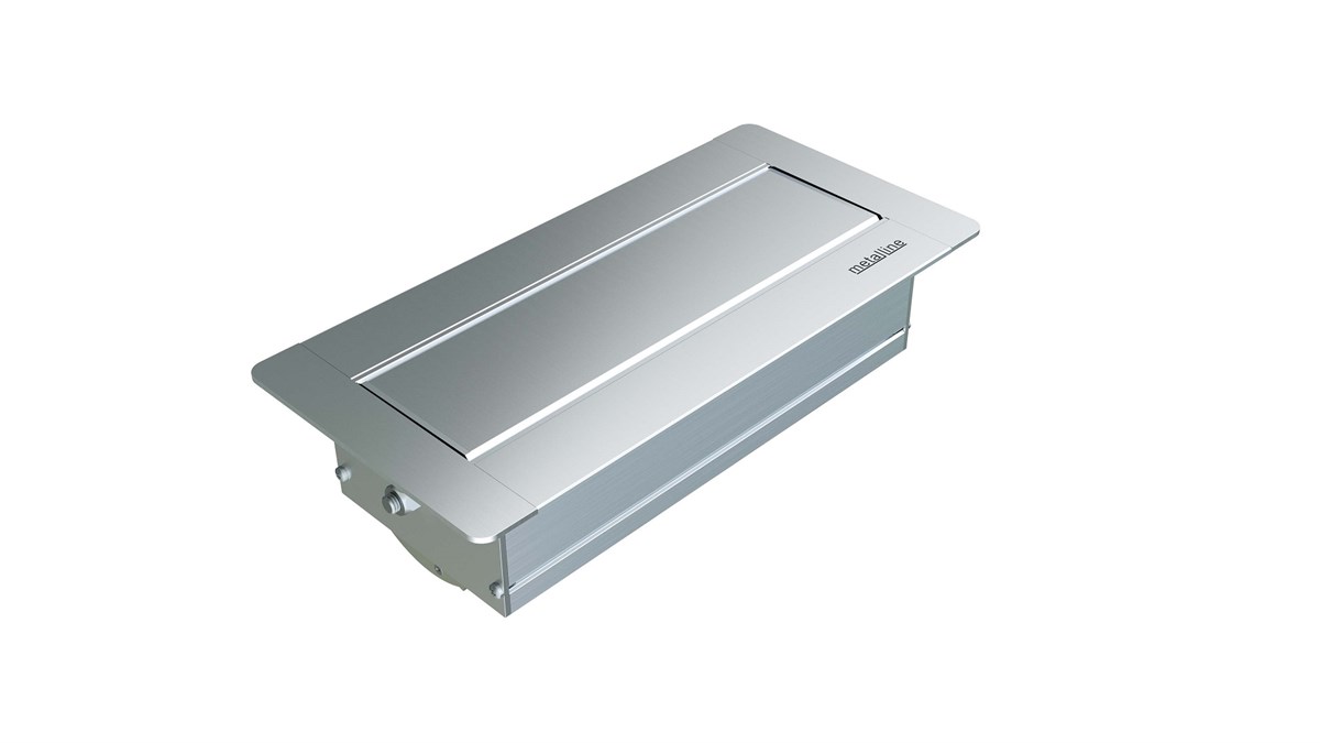Metalline® Sole-Line Dönmeli Masaüstü Priz Kutusu UPS / USB - Eloksal