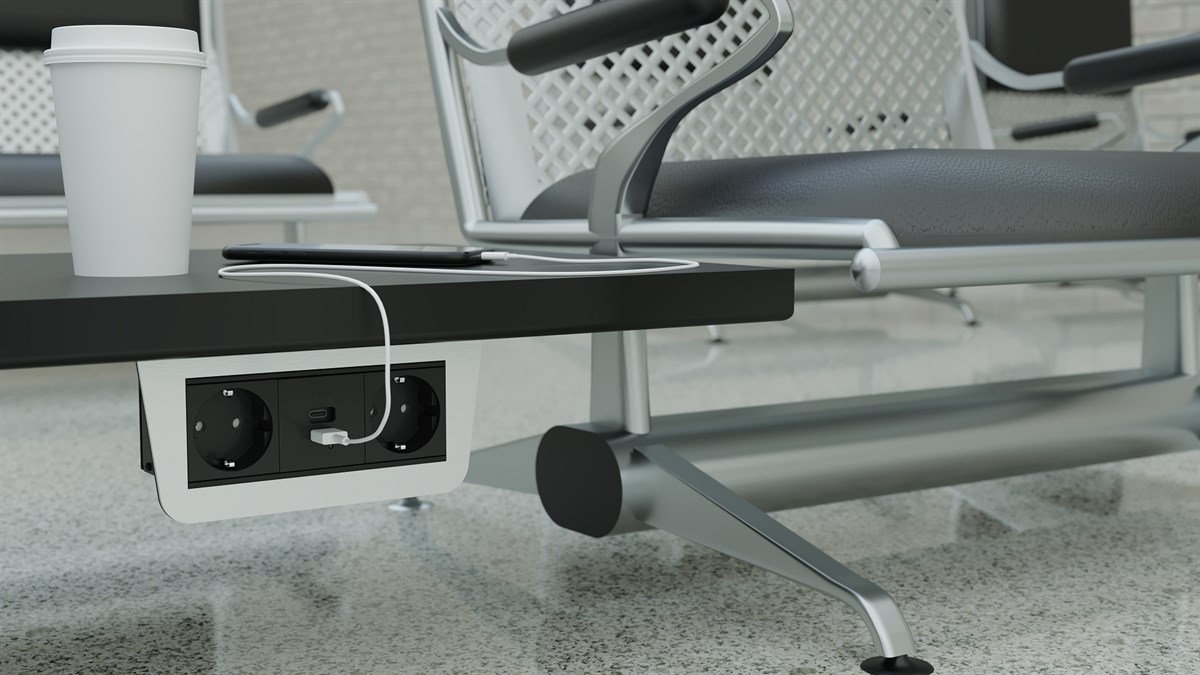 Metalline® Under-Line Tezgah Altı Priz Kutusu USB-A / USB-C - Paslanmaz