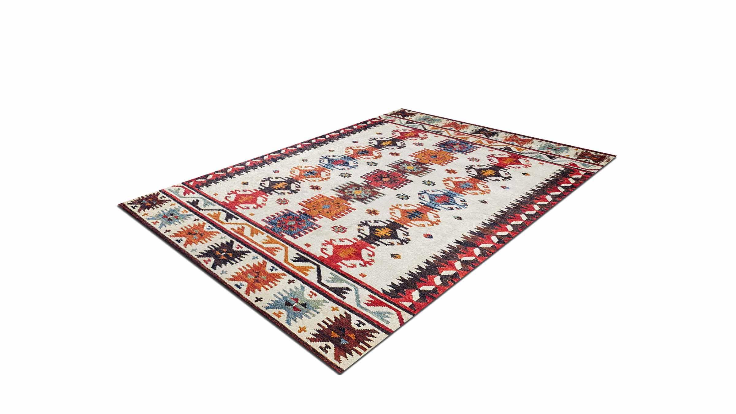 Piksel Halı Beyaz Renkli Geometrik Desen Dijital Baskı Halı