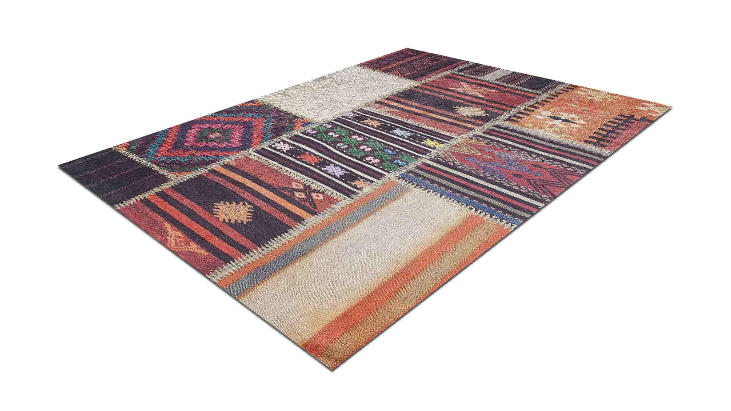 Piksel Halı Bordo Patchwork Dijital Baskı Halı