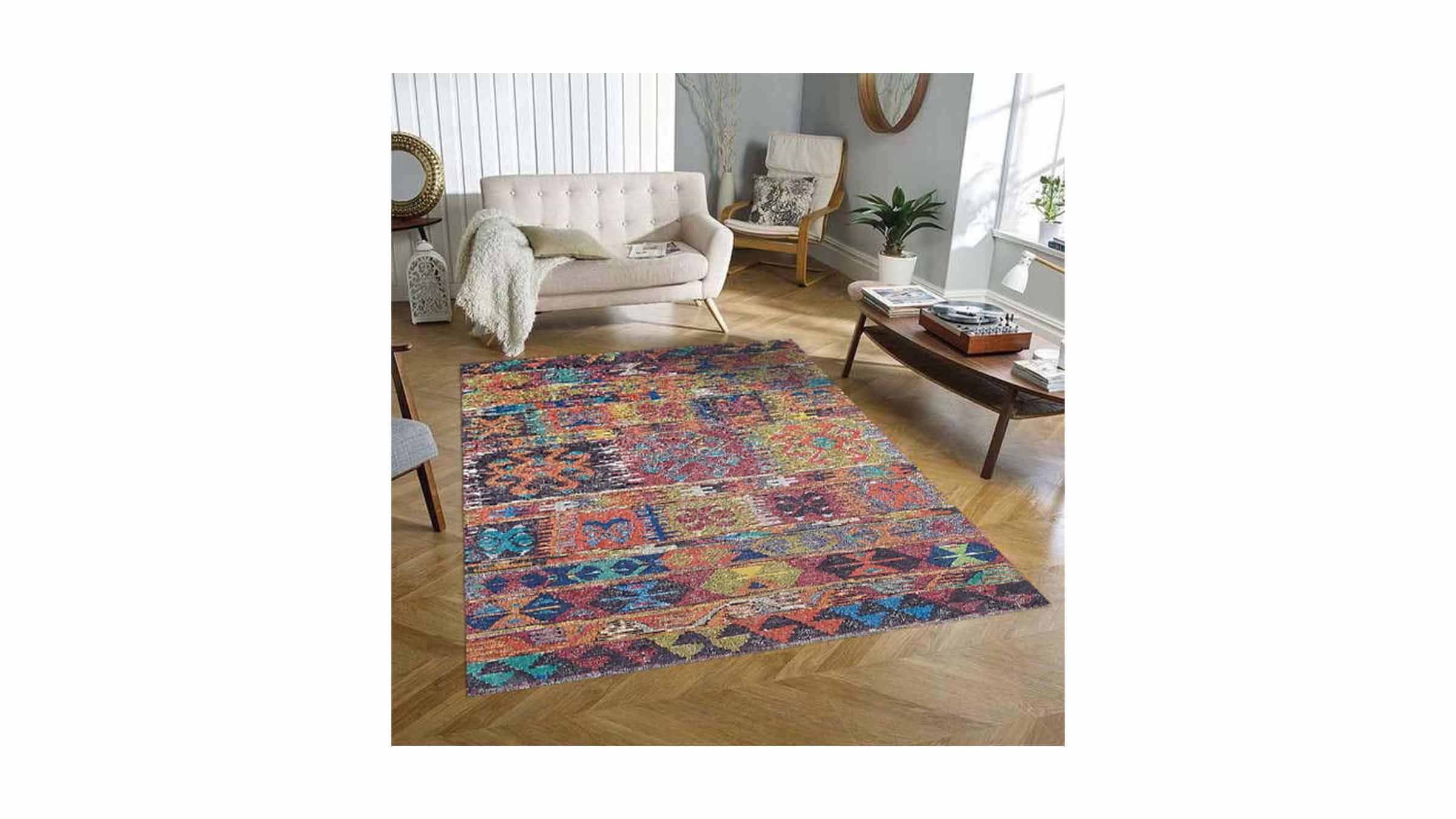 Piksel Halı Çok Renkli Geometrik Desenli Dijital Baskı Halı