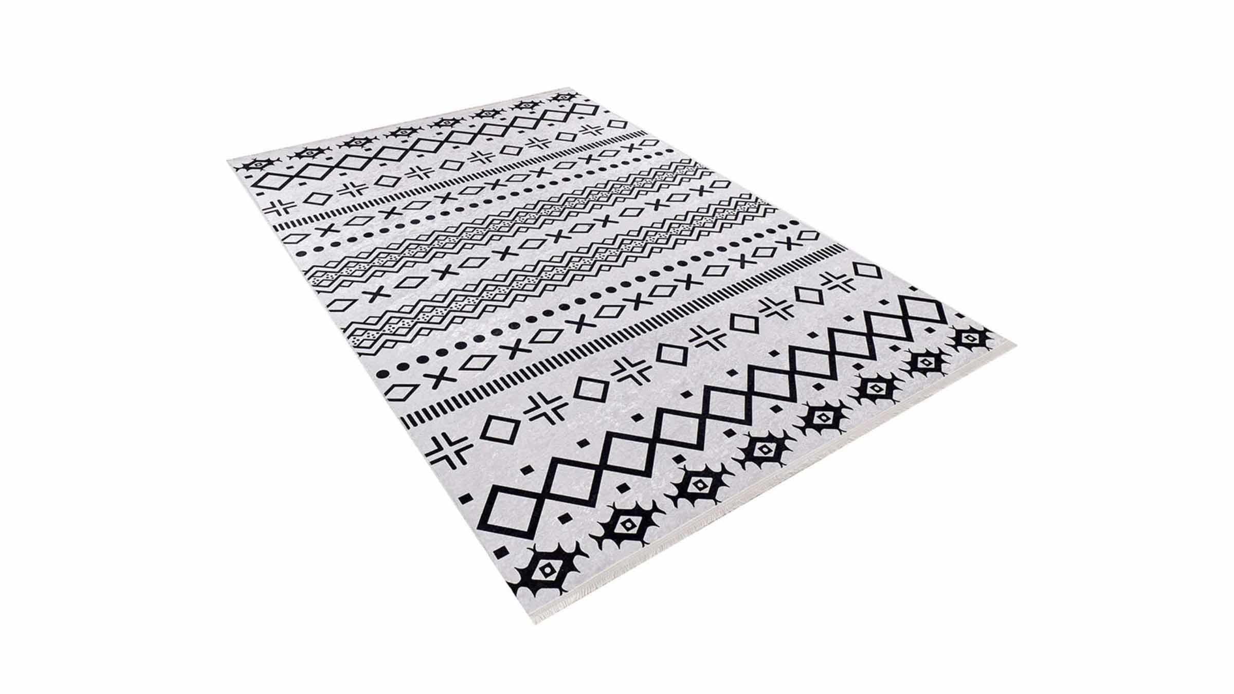 Piksel Halı Siyah Beyaz Geometrik Dijital Baskı Halı