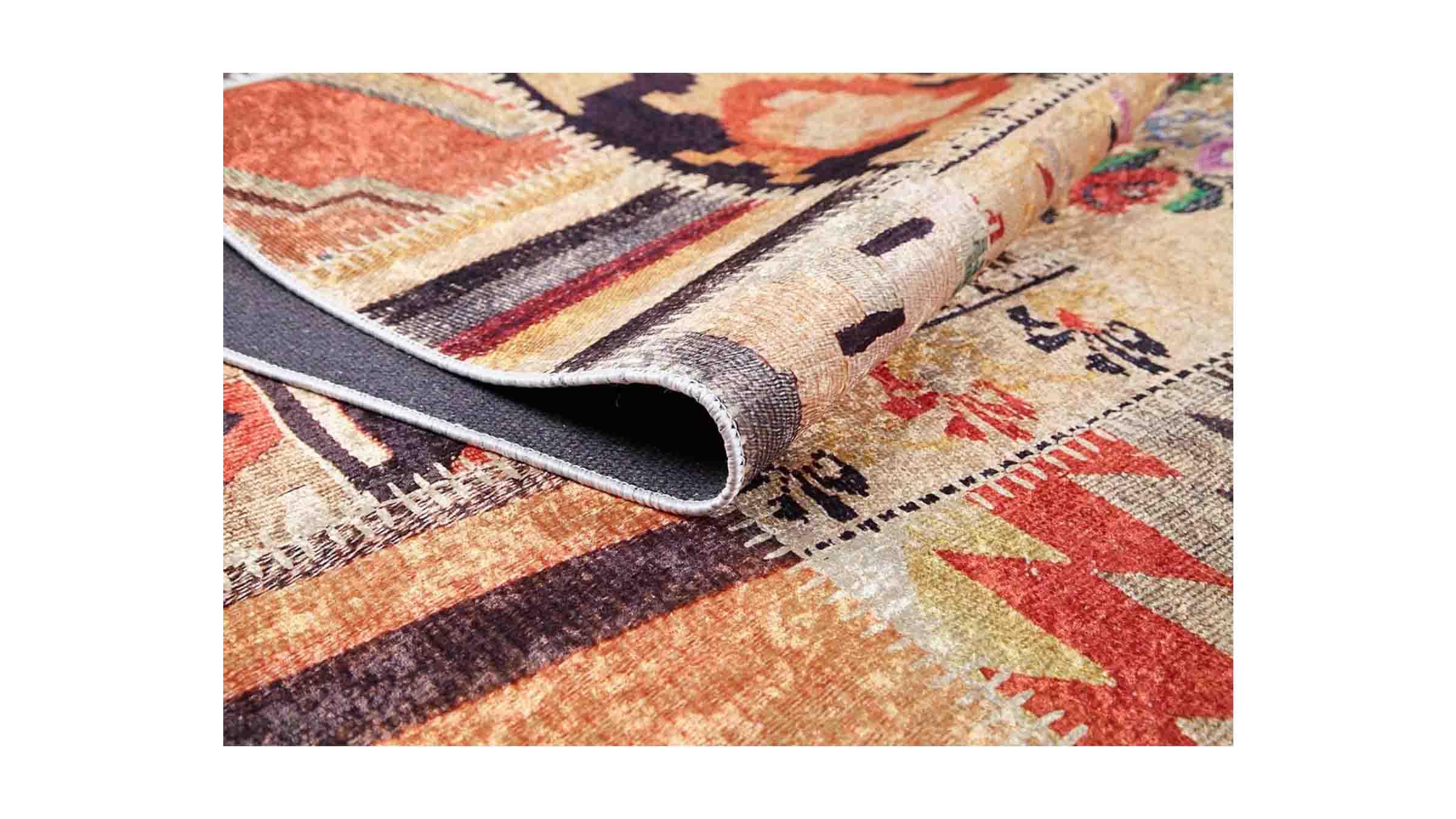 Piksel Halı Turuncu Patchwork Desen Dijital Baskı Halı