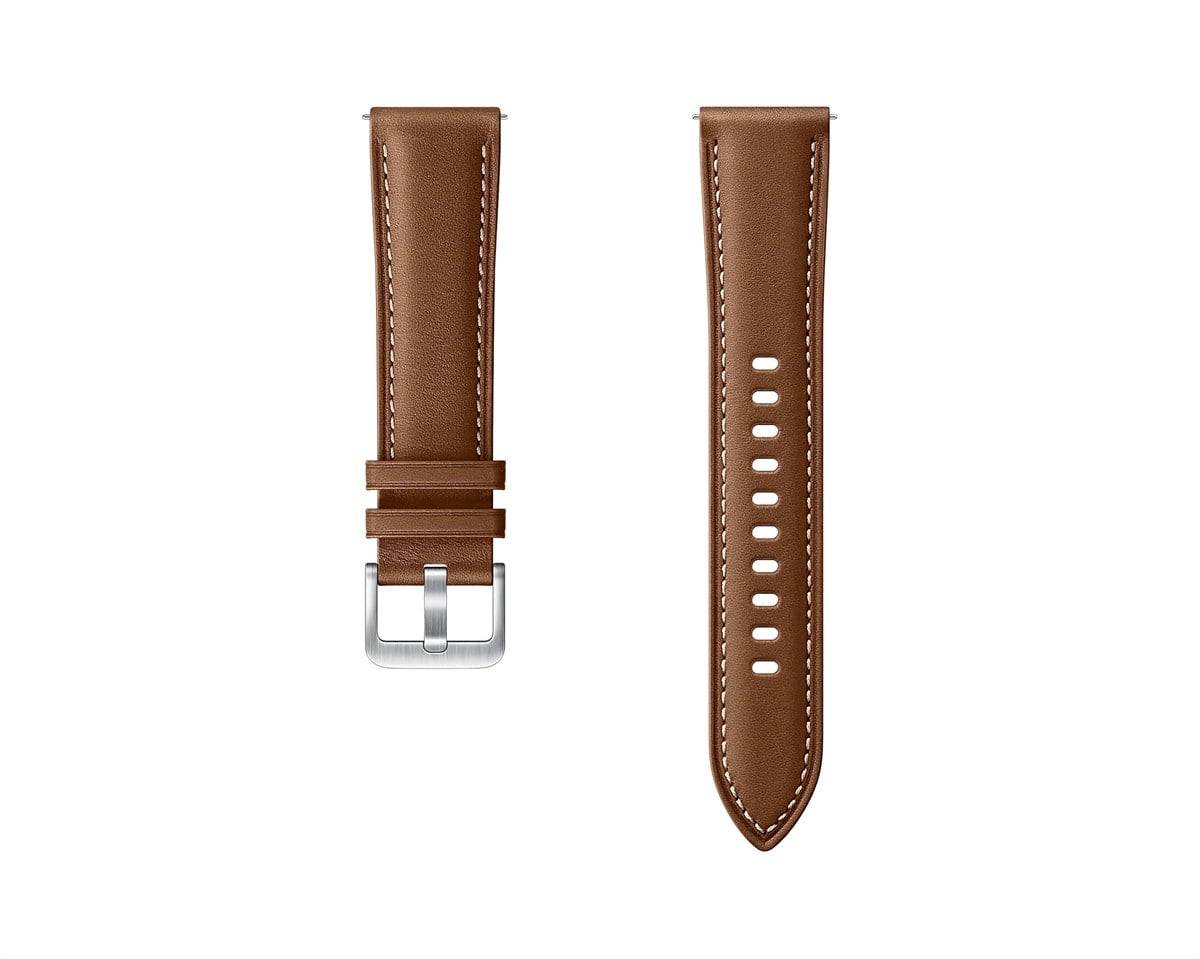Samsung Galaxy Watch (20mm) Kahverengi Dikişli Deri Kordon