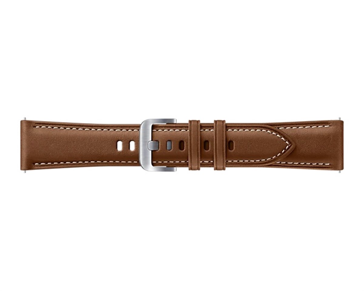 Samsung Galaxy Watch (20mm) Kahverengi Dikişli Deri Kordon
